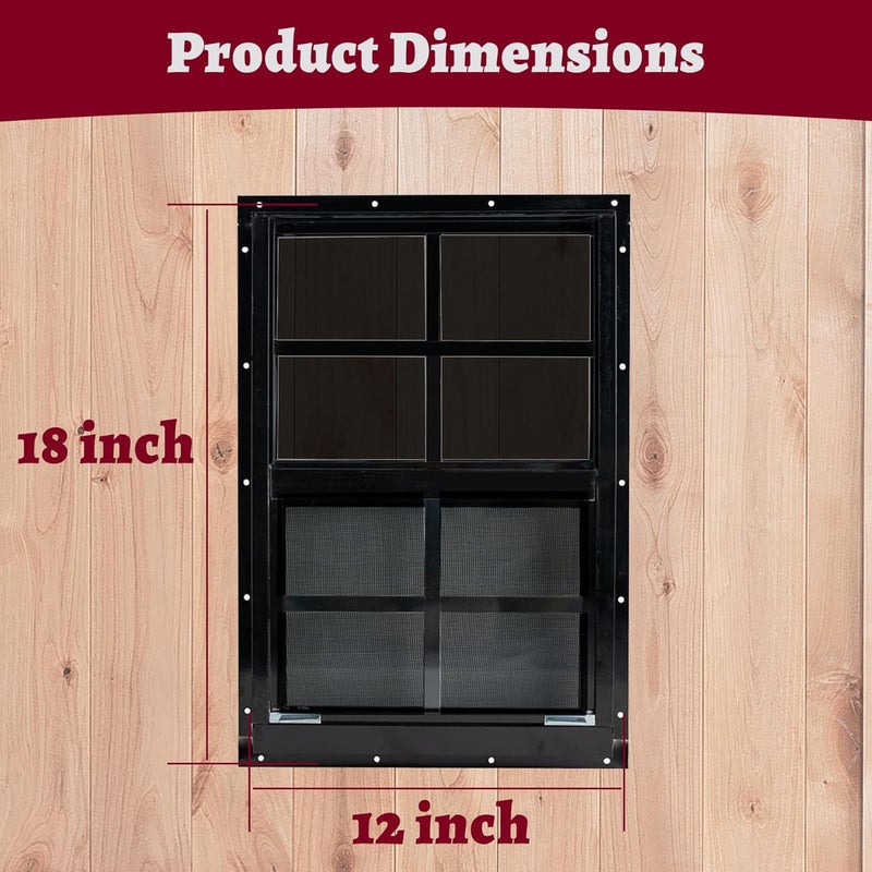 Shineforu 12" x 18" Black Shed Windows 2 Pack,Small Windows with Tempered Glass - Flush Mount | Ultimate Choice for Chicken Coop, Greenhouse, Garage, Playhouse - Image 4